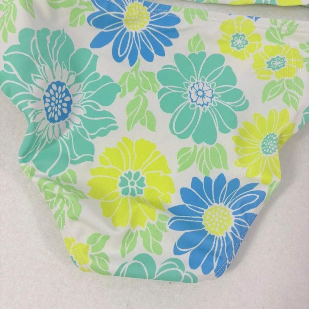 Janie and Jack Swimsuit Kids Size 6‎ Blue Green Excellent Floral Flutter Sleeve
